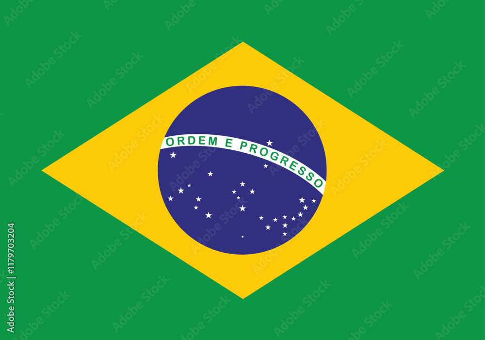 Obraz premium Brazil national official symbol flag.