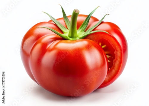Wallpaper Mural Juicy Red Tomato Halved, Isolated on White Background - Fresh Produce Stock Photo Torontodigital.ca