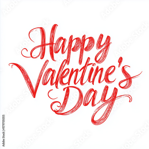 Wallpaper Mural Red Cursive "Happy Valentine's Day" Text on White Background Torontodigital.ca