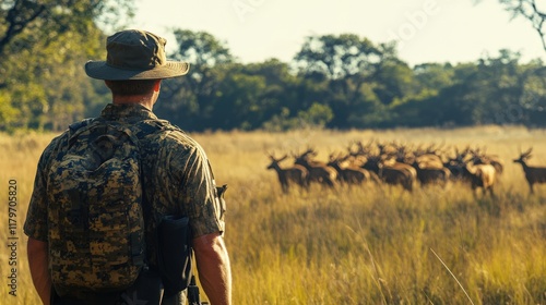 A man in a camouflage hat
