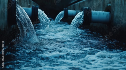 Wallpaper Mural The water is flowing out of the pipes and into the water Torontodigital.ca