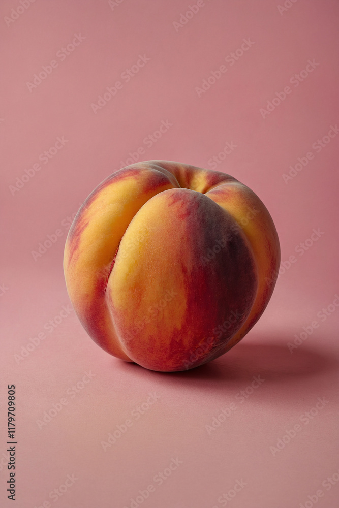 Juicy peach on pink background. Minimalistic and appetizing image. Perfect for food photography, culinary blogs and summer projects Juicy peach on pink background. Minimalistic and appetizing image. Perfect for food photography, culinary blogs and summer projects