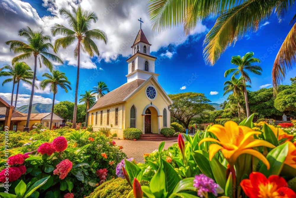 Obraz premium Lahaina Town Historic Churches, Maui, Hawaii - High Resolution Stock Photo
