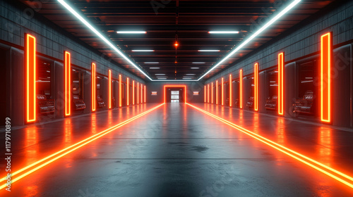 Futuristic Neon Corridor  A Captivating Vision of Modern Architecture and Sci-Fi Design