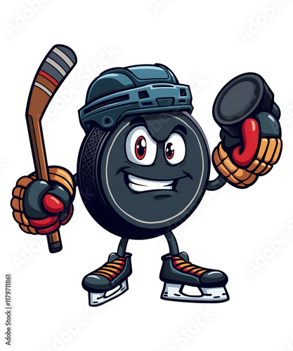 Photography hockey helmet player  cartoon character