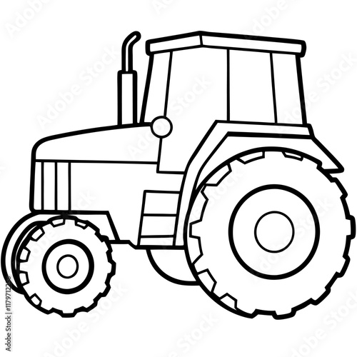 Tractor vector logo icon line art illustration 