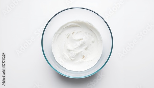 Whipped Cream in Glass Bowl, Creamy Texture