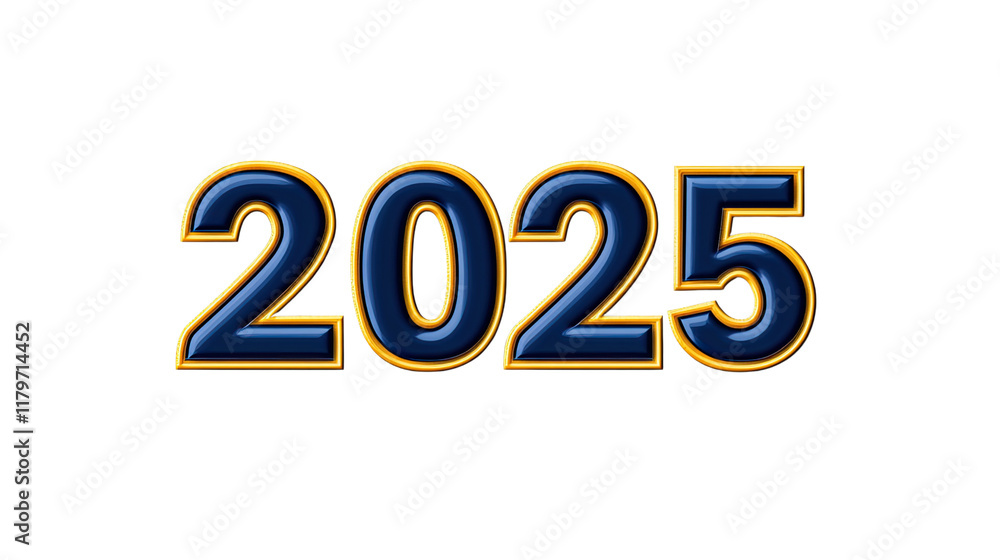 Bold and Vibrant Graphic Representation of the Year 2025 with Glossy Finish and Bright Outline Bold and Vibrant Graphic Representation of the Year 2025 with Glossy Finish and Bright Outline