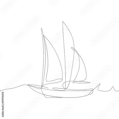 sailboat line art. continuous line sailboat
