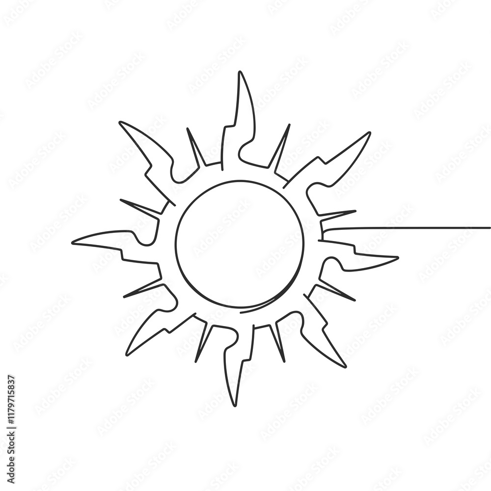 sun line art. continuous line sun sun line art. continuous line sun