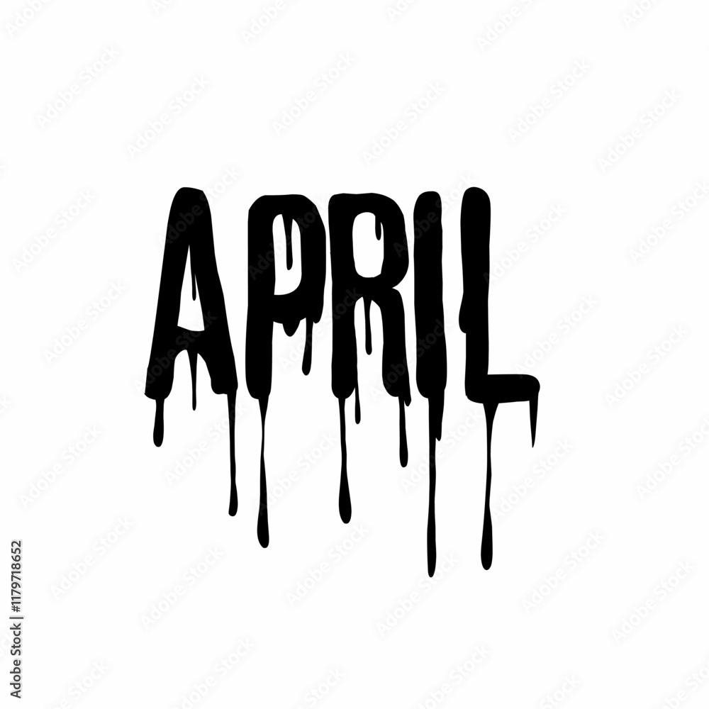 Dripping text vector of April, perfect for dark, spooky, or horror-themed designs. Ideal for creative seasonal projects Dripping text vector of April, perfect for dark, spooky, or horror-themed designs. Ideal for creative seasonal projects