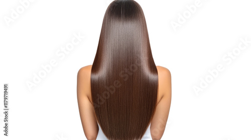 Long, Smooth, and Shiny Brown Hair of a Woman Viewed from the Back in a Studio Setting