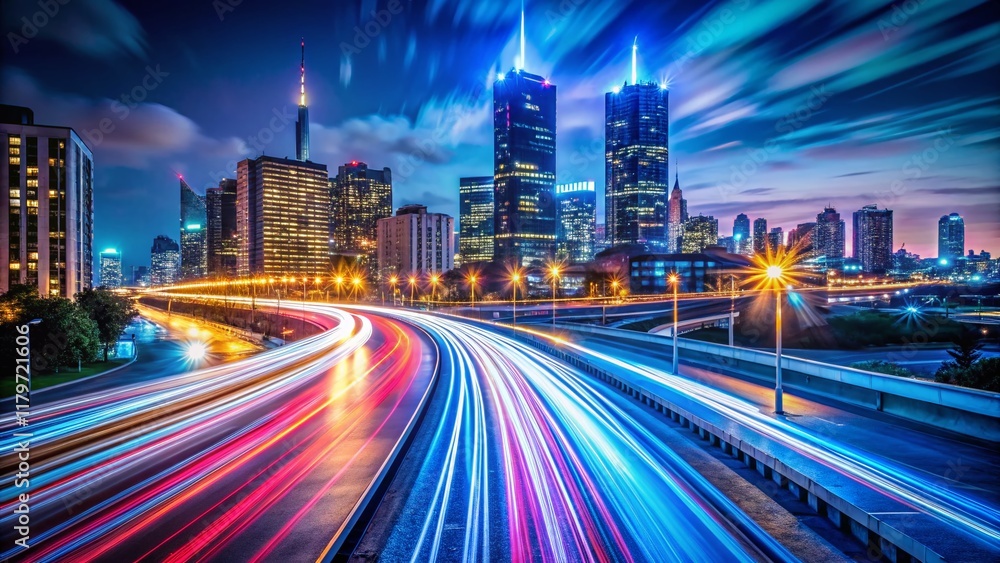 Fototapeta premium Long Exposure City Lights Trail at Night - Urban Photography