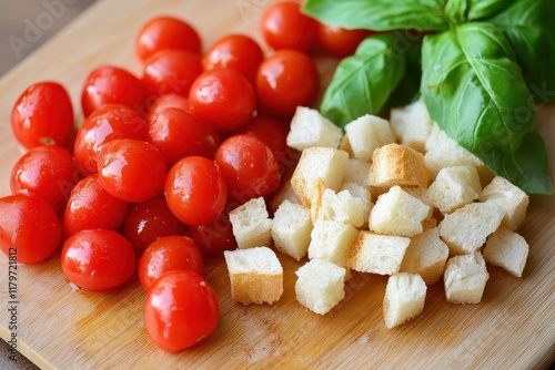 cherry tomatoes for Italian panzanella salad photo