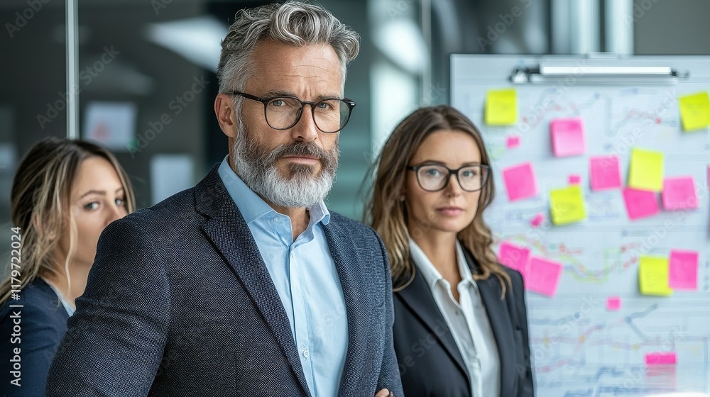 Professional Team in Modern Office Setting Engaged in Strategic Business Planning Professional Team in Modern Office Setting Engaged in Strategic Business Planning