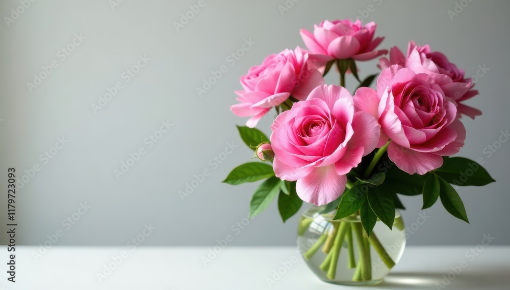 Fresh pink peonies and roses arrangement in a vase , spring flowers, bouquet, fresh cut flowers Fresh pink peonies and roses arrangement in a vase , spring flowers, bouquet, fresh cut flowers