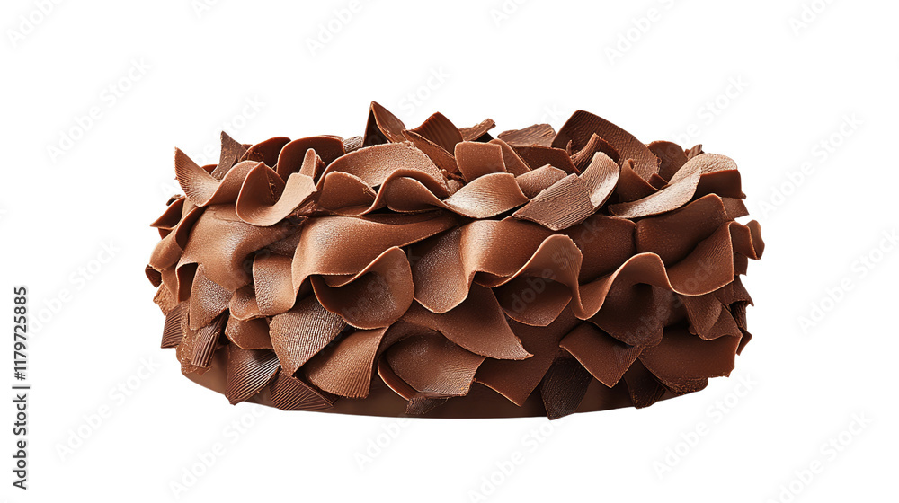 Fluffy Chocolate Decoration with Ruffled Texture for Cake and Dessert Presentation Fluffy Chocolate Decoration with Ruffled Texture for Cake and Dessert Presentation