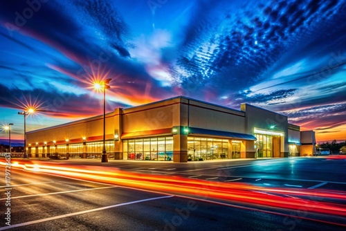 Long Exposure Night Photography of a Supermarket in Nampa, Idaho