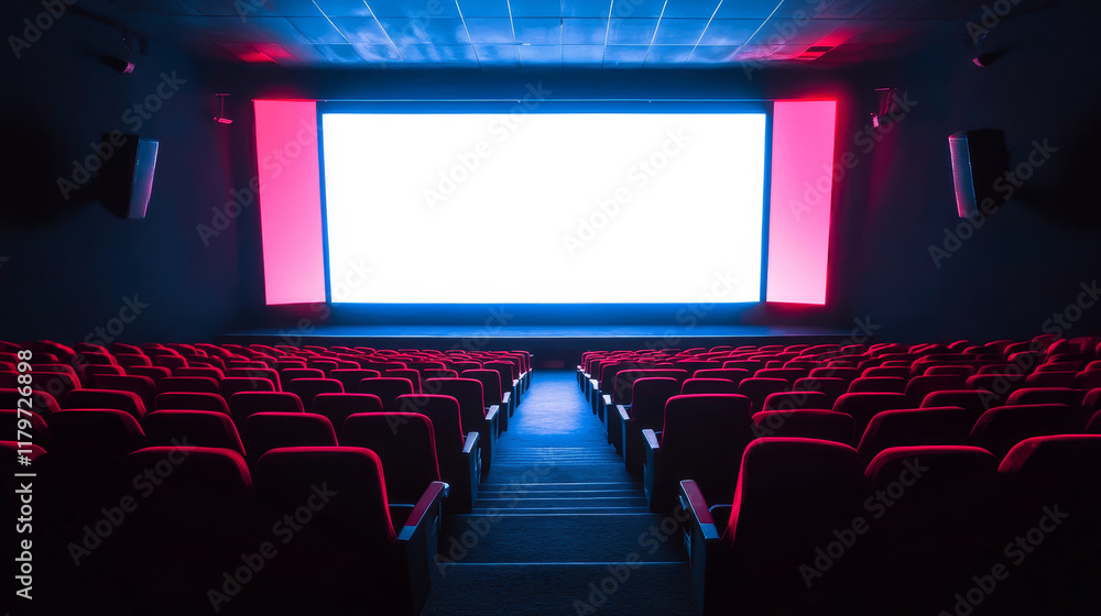 Fototapeta premium Billboard advertising panel with empty space and light projectors isolated over on background 