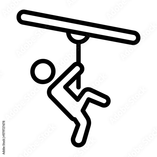 Zip Line Vector Line Icon Design