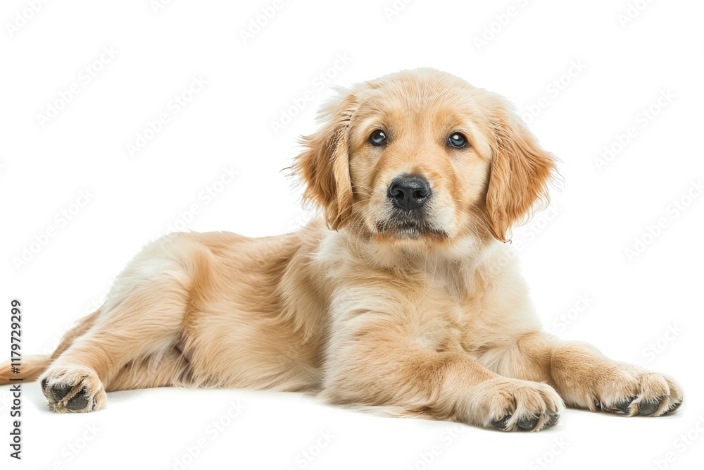 High Detail Visual of an Old Golden Retriever Puppy Isolated on White High Detail Visual of an Old Golden Retriever Puppy Isolated on White
