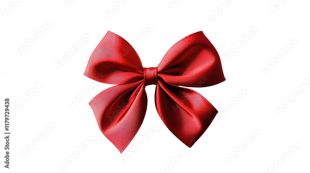 Elegant Red Satin Ribbon Bow for Gift Wrapping or Decorative Purposes on a Transparent Background Elegant Red Satin Ribbon Bow for Gift Wrapping or Decorative Purposes on a Transparent Background
