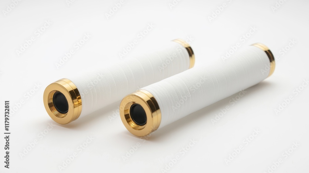 Elegant White Thread Spools with Gold Accents Elegant White Thread Spools with Gold Accents