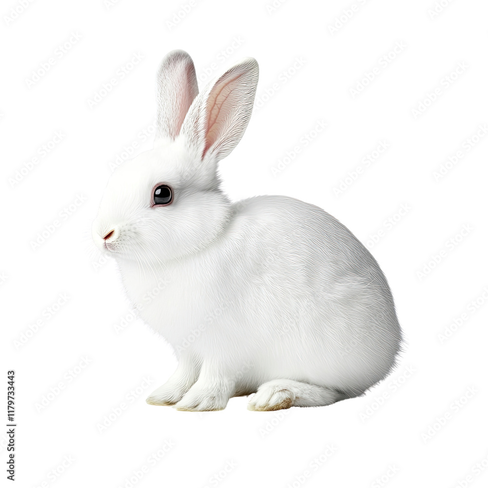Cute fluffy white rabbit sitting gracefully with alert expression and soft fur, perfect for pet lovers and nature enthusiasts Cute fluffy white rabbit sitting gracefully with alert expression and soft fur, perfect for pet lovers and nature enthusiasts