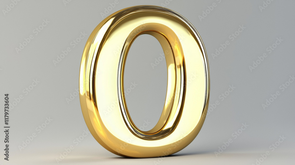 Golden letter O, three-dimensional, polished, reflective surface. Golden letter O, three-dimensional, polished, reflective surface.
