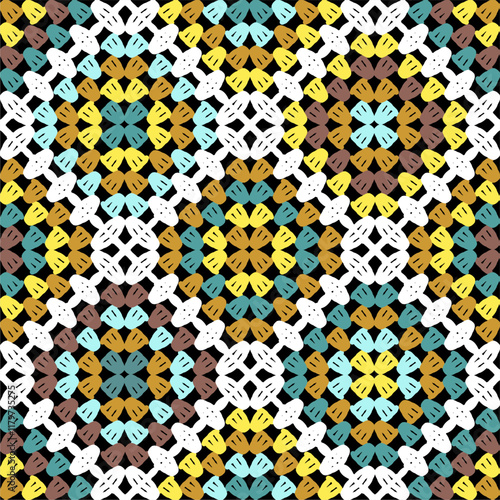 Pattern with crochet granny square wallpaper handmade decorative art design print