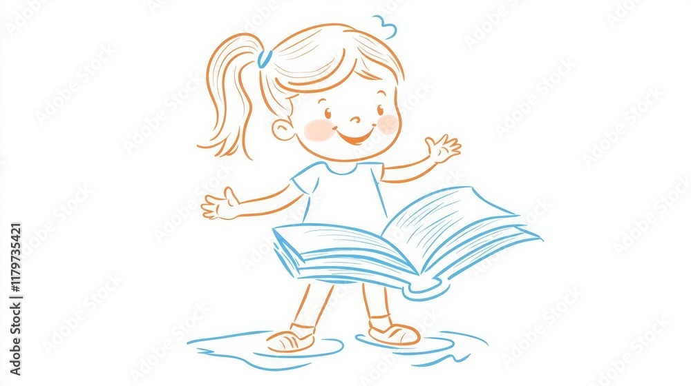 World Read Aloud Day Child enjoying reading with a big smile. World Read Aloud Day Child enjoying reading with a big smile.