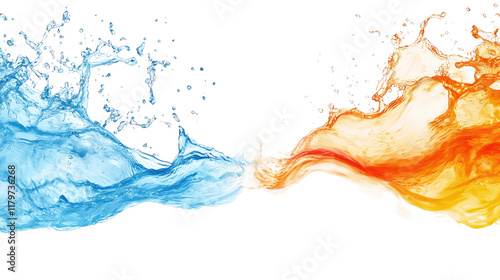 Vibrant Clash of Water and Fire Elements Illustrating Movement and Energy in Abstract Artwork