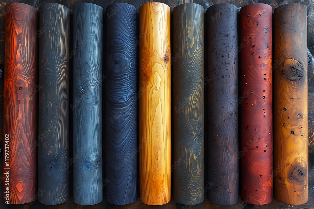 Diverse Wood Textures Displayed in Vertical Logs for Design Inspiration Diverse Wood Textures Displayed in Vertical Logs for Design Inspiration