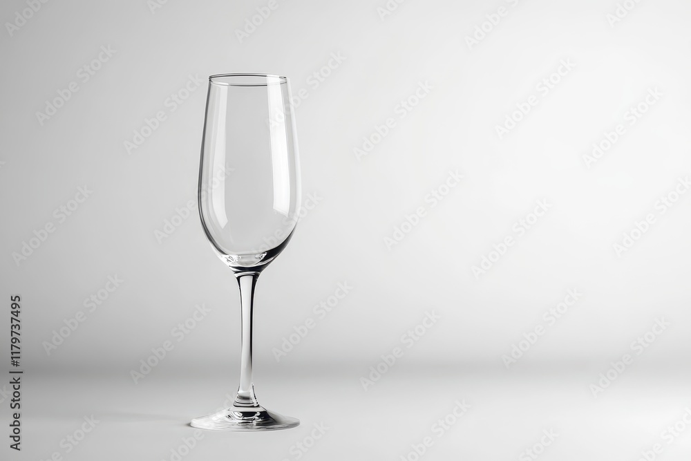 Empty champagne flute on a white surface Empty champagne flute on a white surface