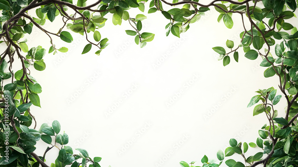 Liana frames set isolated on background. Vector cartoon illustration of round, square, rectangle shape borders, curvy jungle tree branches, tropical ivy decoration with green leaves, game ui design