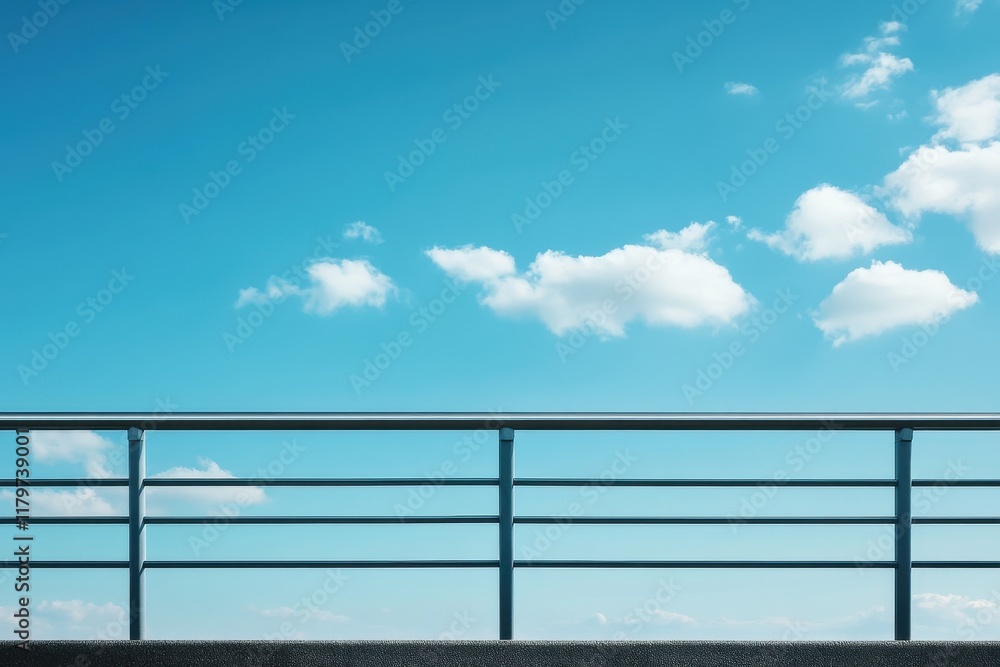Fototapeta premium fence by the road against a blue sky