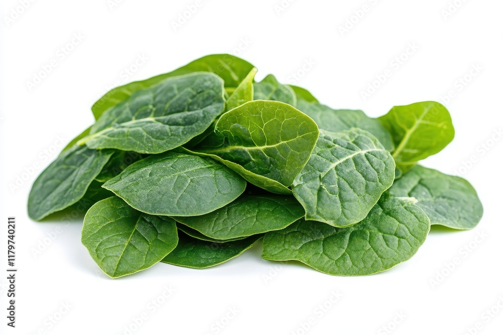 Fototapeta premium Fresh arugula leaves stacked on white background