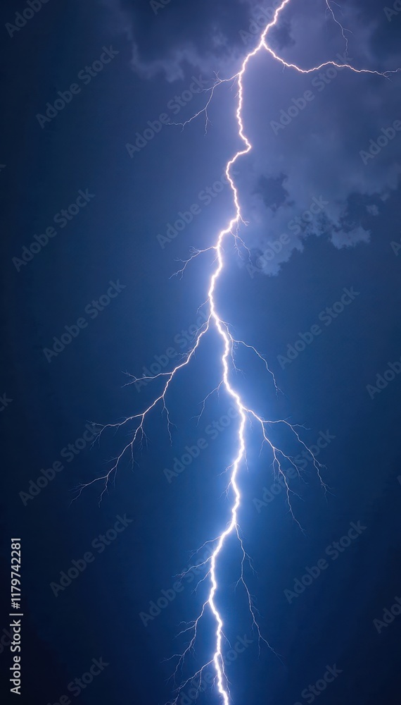 Jagged lightning streak across dark stormy sky, ionosphere, intense Jagged lightning streak across dark stormy sky, ionosphere, intense