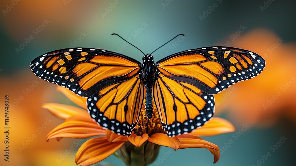 Colorful butterfly resting on a vibrant flower. Colorful butterfly resting on a vibrant flower.