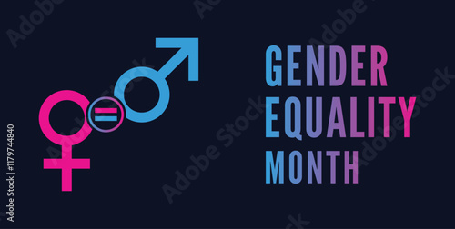 Gender Equality Month, Gender equality symbol isolated on white background. Men and women equal concept