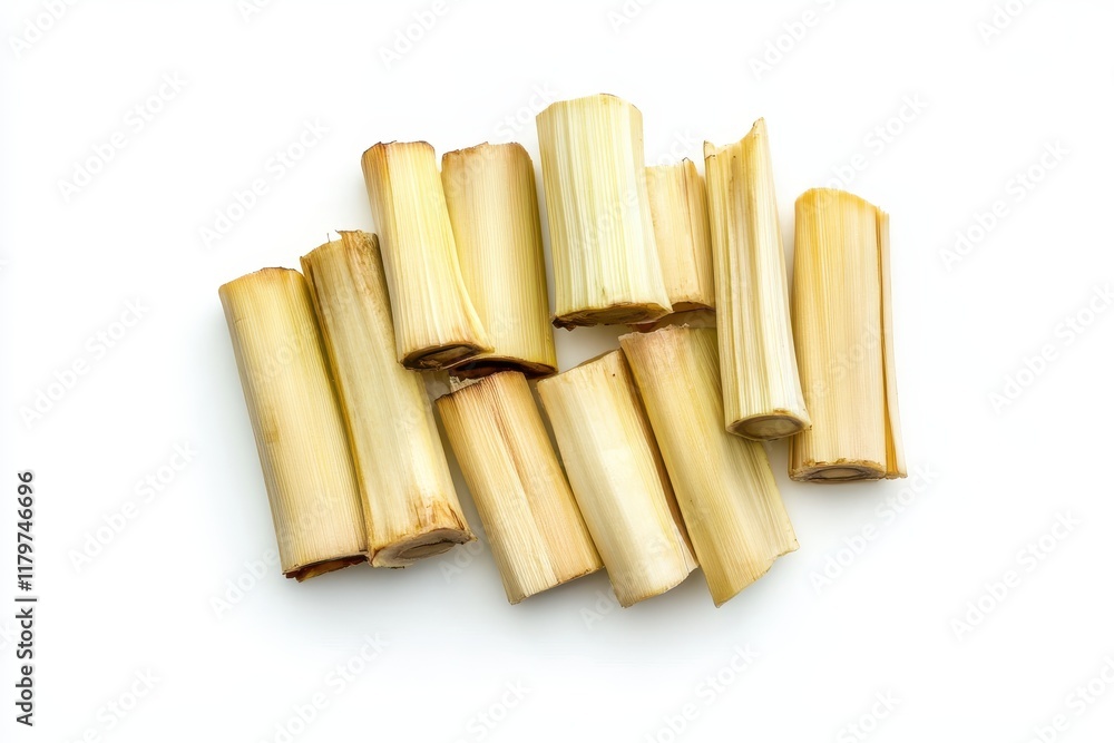 Isolated sliced bamboo shoots from a can on white Isolated sliced bamboo shoots from a can on white