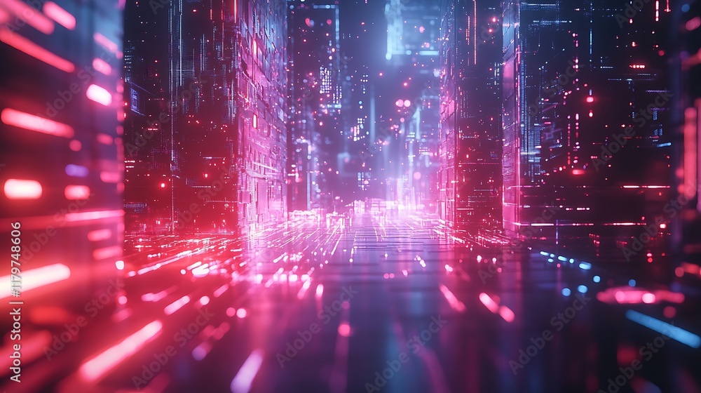 Fototapeta premium Dynamic Tech Background with Holographic Elements and AI Theme