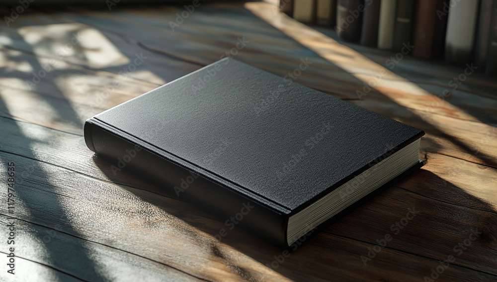 Elegant Black Book on a Wooden Surface Elegant Black Book on a Wooden Surface