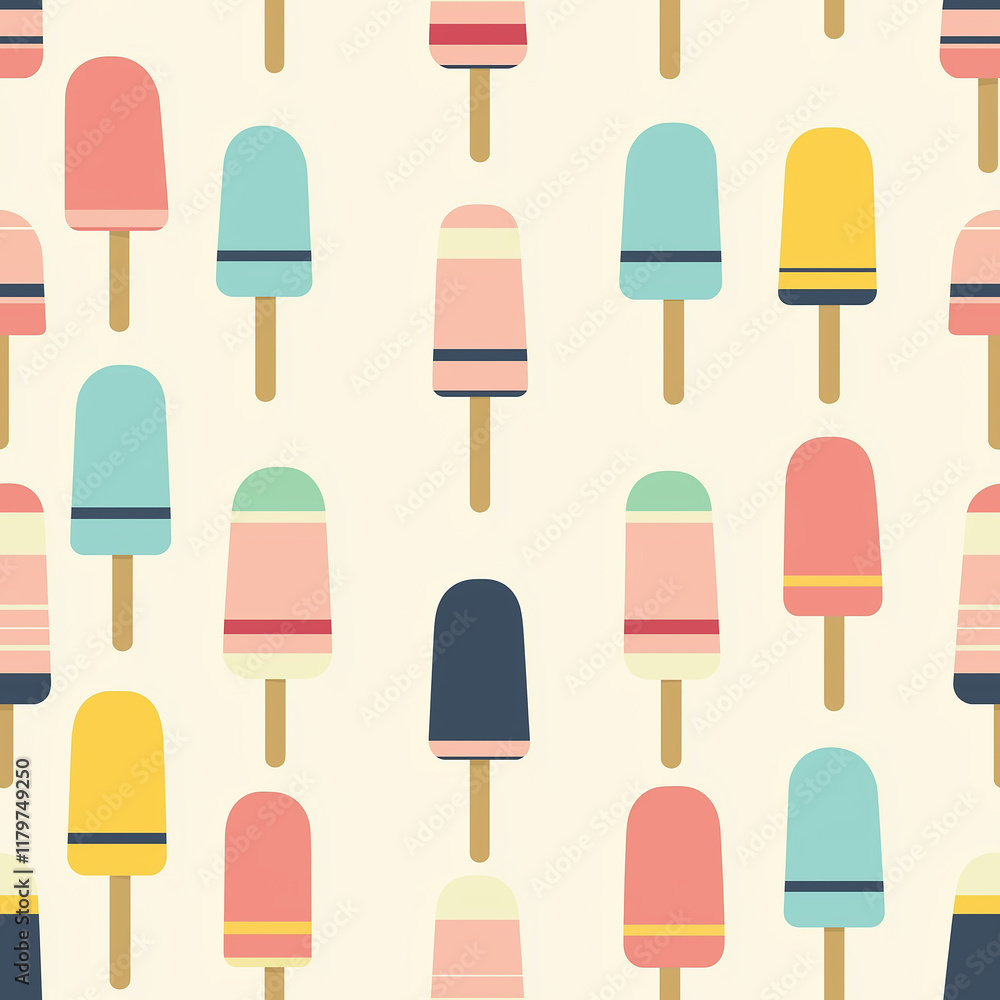 Colorful ice cream popsicles in a playful pattern against a light background, perfect for summer-themed designs. Colorful ice cream popsicles in a playful pattern against a light background, perfect for summer-themed designs.