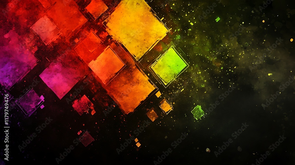 Obraz premium Abstract Colorful Squares Watercolor Design