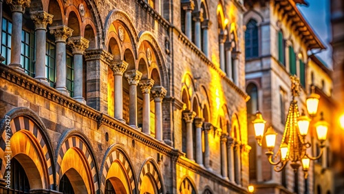 Lucca Architecture: Bokeh-Effect Building Detail Stock Photo