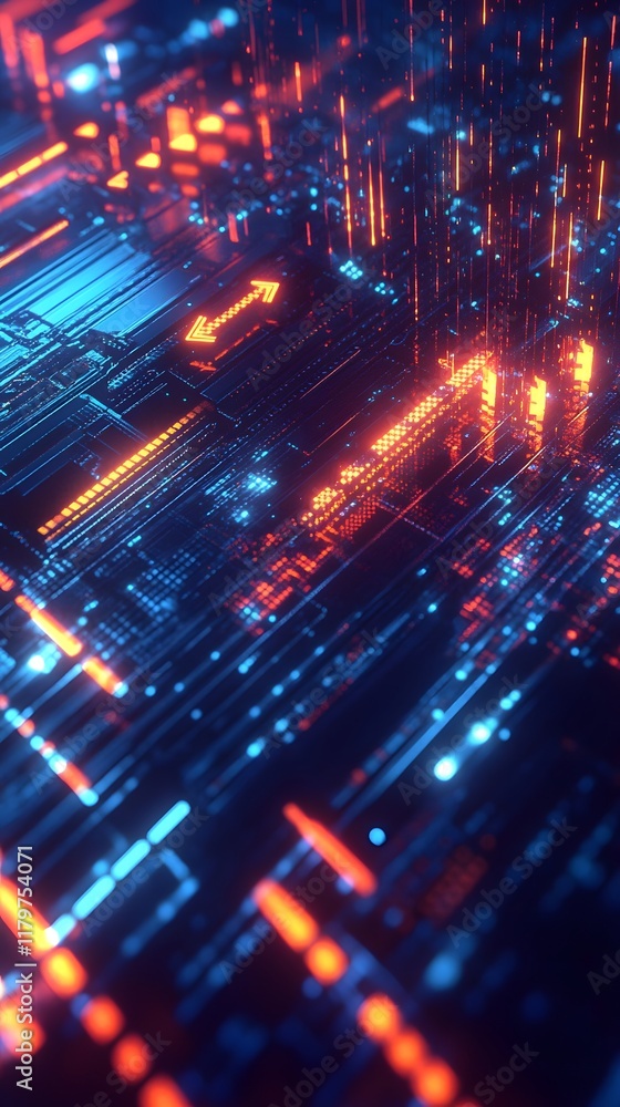 Neon Arrows Form Futuristic Abstract Composition Neon Arrows Form Futuristic Abstract Composition