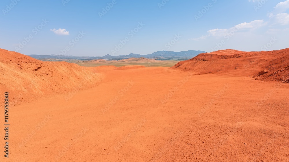 Stunning Mars-Like Landscape of Riotinto Mines with Red Earth and Distant Mountains Under Clear Blue Sky Perfect for Surreal and Sci-Fi Themes in Arid Environment with Unique Geology Stunning Mars-Like Landscape of Riotinto Mines with Red Earth and Distant Mountains Under Clear Blue Sky Perfect for Surreal and Sci-Fi Themes in Arid Environment with Unique Geology