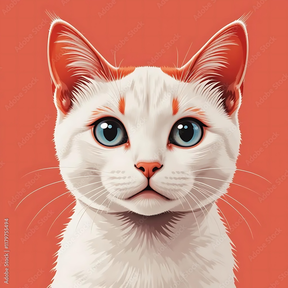 Illustration of the charming world of a stylized cat portrait, featuring a close-up of its face. Clean pink background. Illustration of the charming world of a stylized cat portrait, featuring a close-up of its face. Clean pink background.
