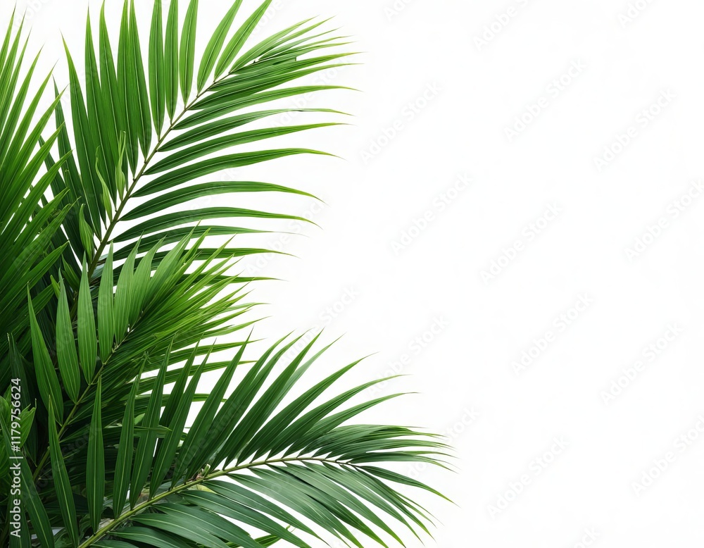 Fototapeta premium Palm fronds against a white background